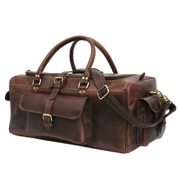 Holsteiner Dark Brown Genuine Leather Weekend Bag